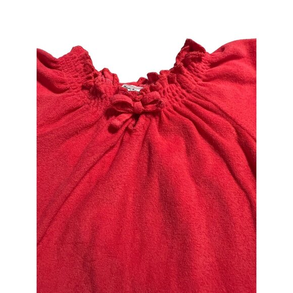 Tommy Bahama Swim Cover Girls Size 4 Red Terry Short ruffled Sleeves Pocket Pull - Picture 4 of 5